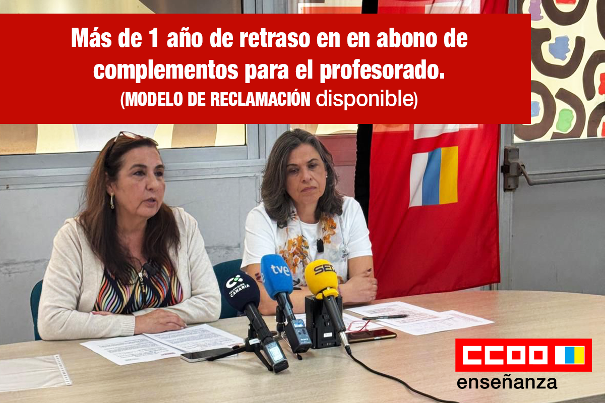 Más de un año de retraso en el cobro de complementos del profesorado de Canarias.