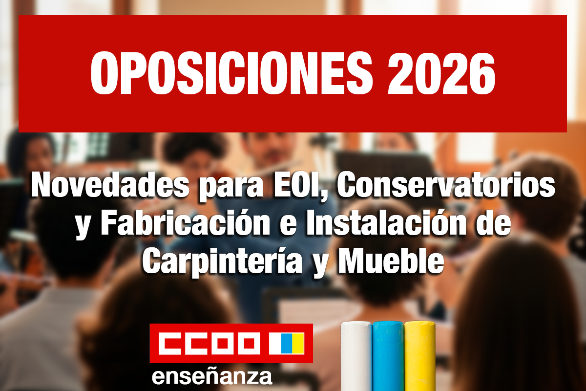 Novedades para EOI, Conservatorios y Fabricación e Instalación de Carpintería y Mueble
