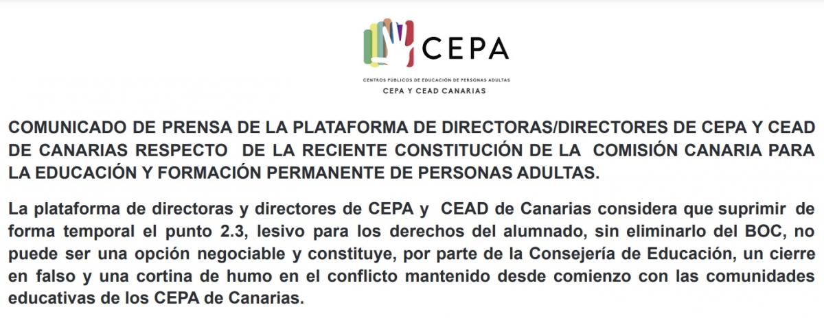 Comunicado CEPA / CEAD