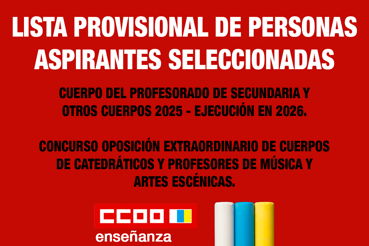 Lista provisional de personas aspirantes seleccionadas