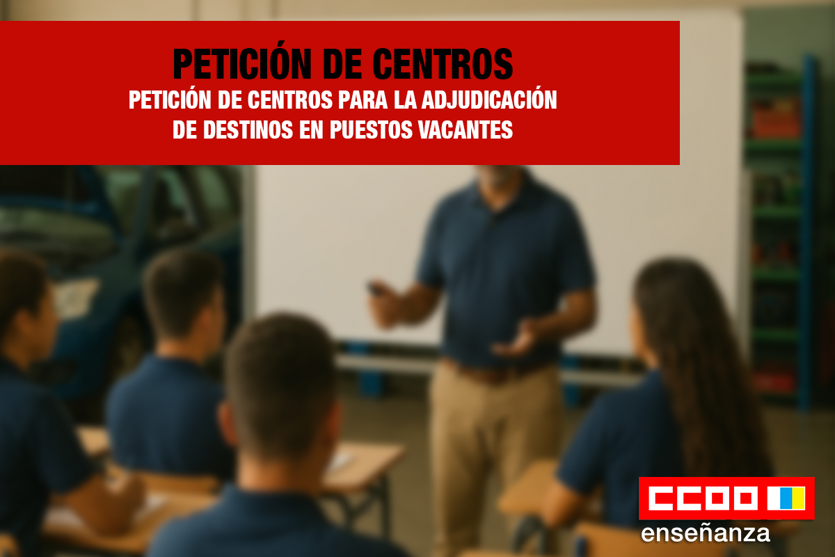 Petición de centros para la adjudicación de destinos en puestos vacantes.