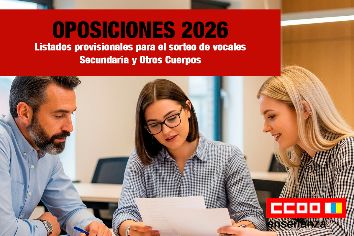 Listados provisionales para el sorteo de vocales Secundaria y Otros Cuerpos